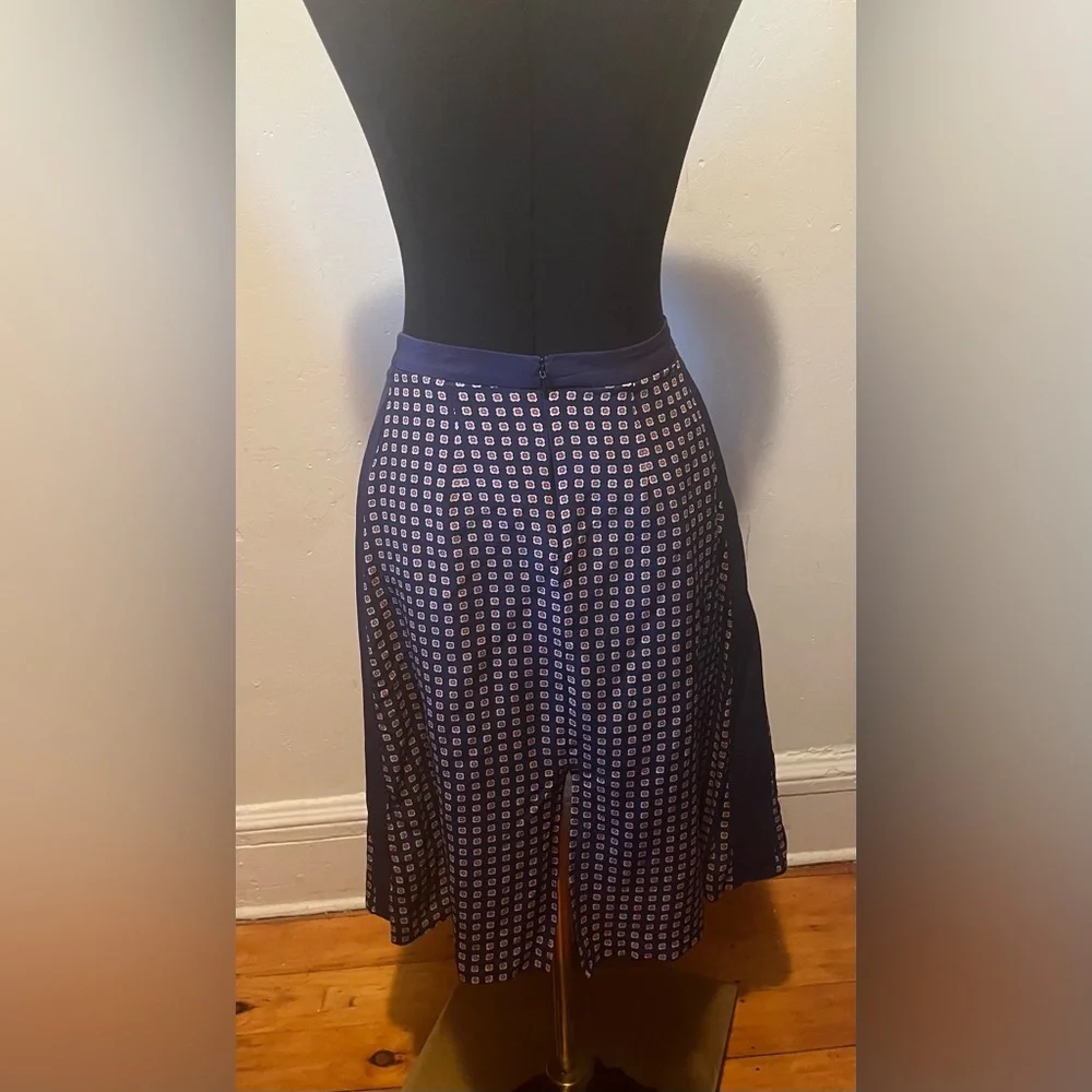 Madewell 100% Silk Ascot Geo Printed Lined Midi Skirt Size 2